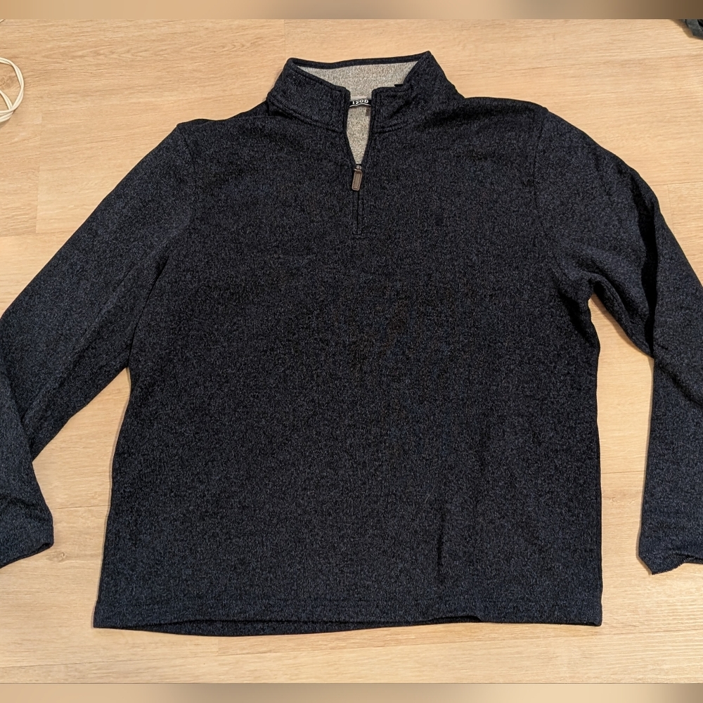 IZOD Men’s Quarter Zip Pullover Sweater XXL Grey Blue Knit Long Sleeve